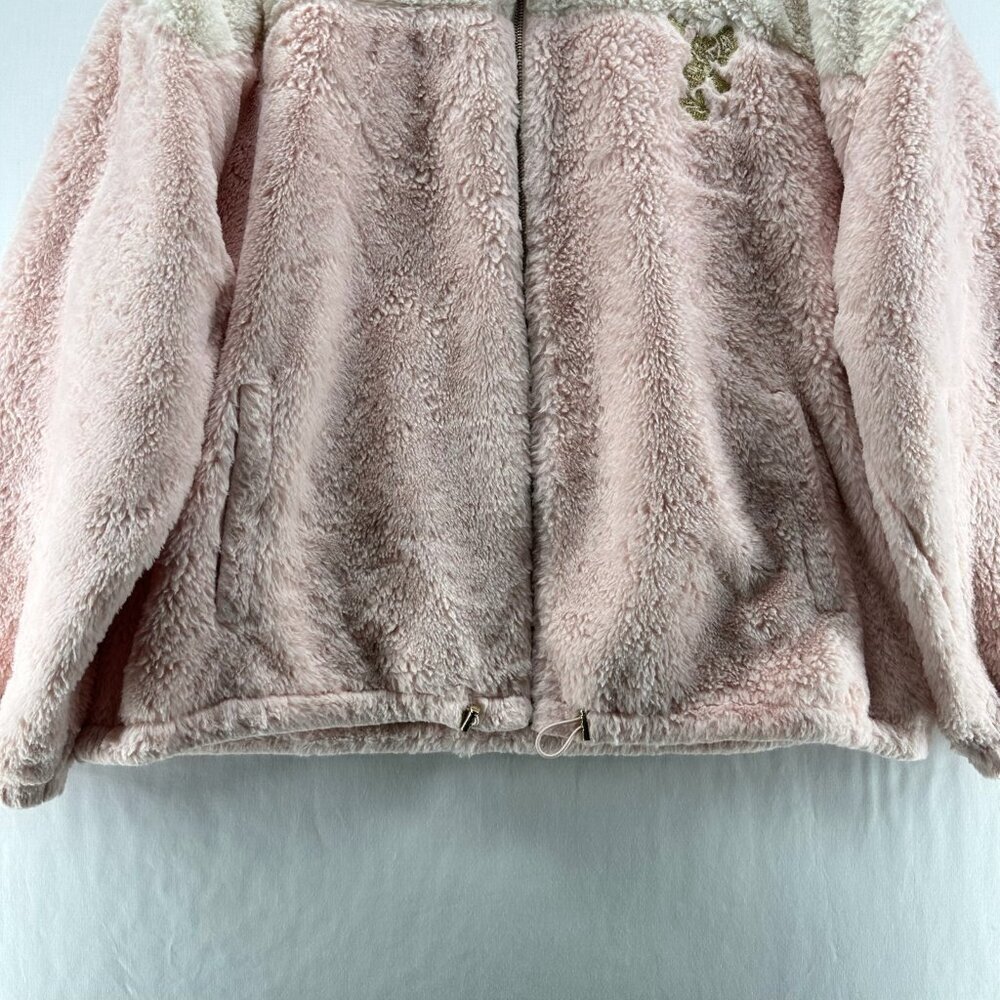 Disney Parks Minnie Mouse Sherpa Jacket Womens Size XL Full Zip Mock Neck Pink - Picture 5 of 12